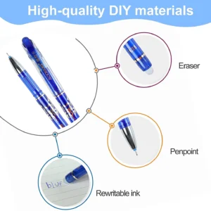 Office Erasable Gel Pen Set 0.5mm Needle Tip Gel Ink Pens Refills Rods Write Erase Washable Handle For School Business Supplies