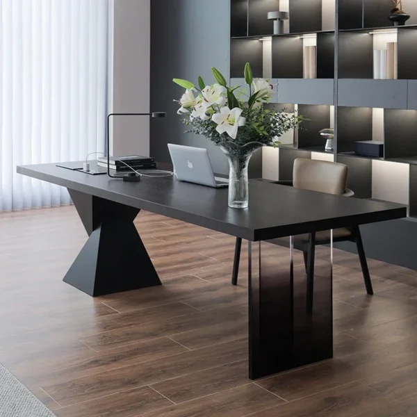 Black Large Work Table Office Wireless Charging Wooden Reading Computer Desks Study Reception Mesa Escritorio Office Furniture - Image 2