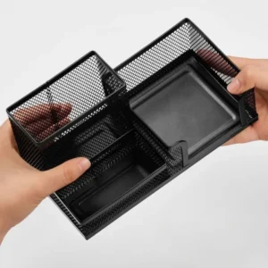 Desk Stationery Organizer Creative Metal Pen Holder Pencil File Storage Rack 3 Grid Storage Box Office Accessories