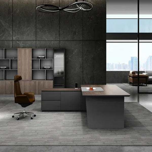 Office Table Board Office Furniture Luxury Modern CEO Boss Manager L Shaped Executive Office Desk - Image 3