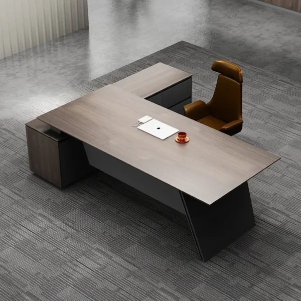 Office Table Board Office Furniture Luxury Modern CEO Boss Manager L Shaped Executive Office Desk - Image 2