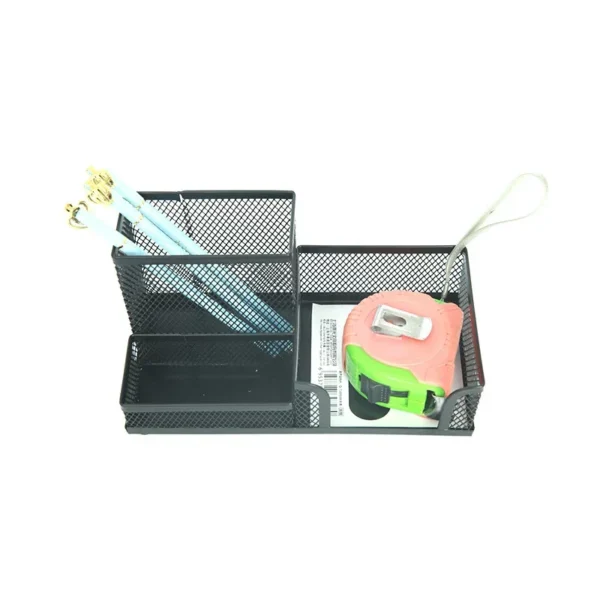 Three Grid Metal Combination Storage Pen Holder, Student Office Desktop Storage Pen Holder - Image 3