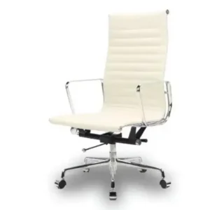 Ribbed Office Chair Meeting Chairs Mid Back Top Black Grain Leather Desk Chair Swivel Chair Adjustable Ergonomic Computer Chairs