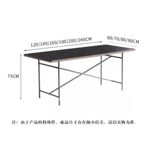 Stainless Steel Leg Rectangular Solid Wood Conference Table Office Desk Writing Living Room Table Mesa Office Furniture KMOD