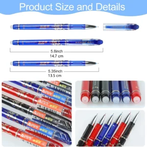 Office Erasable Gel Pen Set 0.5mm Needle Tip Gel Ink Pens Refills Rods Write Erase Washable Handle For School Business Supplies